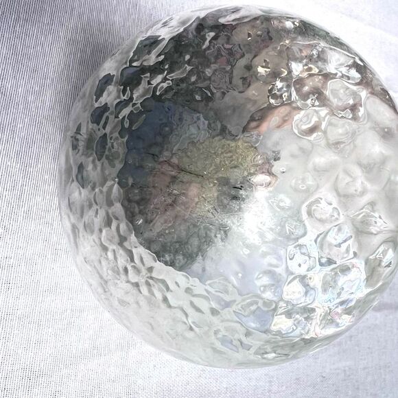 NWB Tinsel & Fir Silver 4” Beaded Christmas ballS ornaments hammered texture - Picture 5 of 8